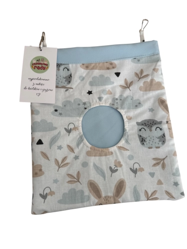 USZATKOWE RADY PAŚNIK MATERIAŁOWY Sowa Królik błękitny środek 24x22 cm     - Paśniki - Uszatkowe Rady
