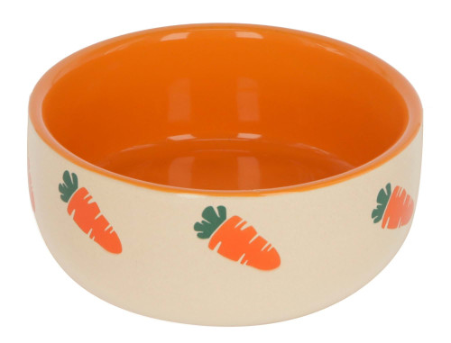 Miska ceramiczna dla gryzoni, beżowy/pomarańczowy marchewki 250ml - Miseczki i poidełka - Uszatkowe Rady